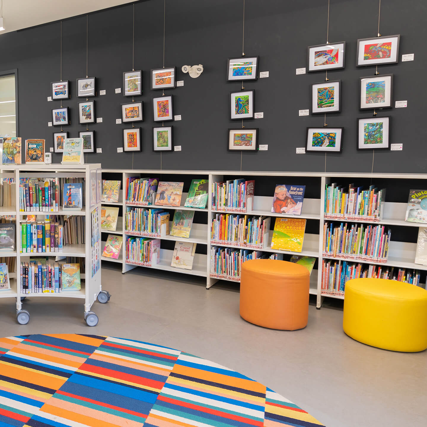 Art hanging on the wall at the Library.